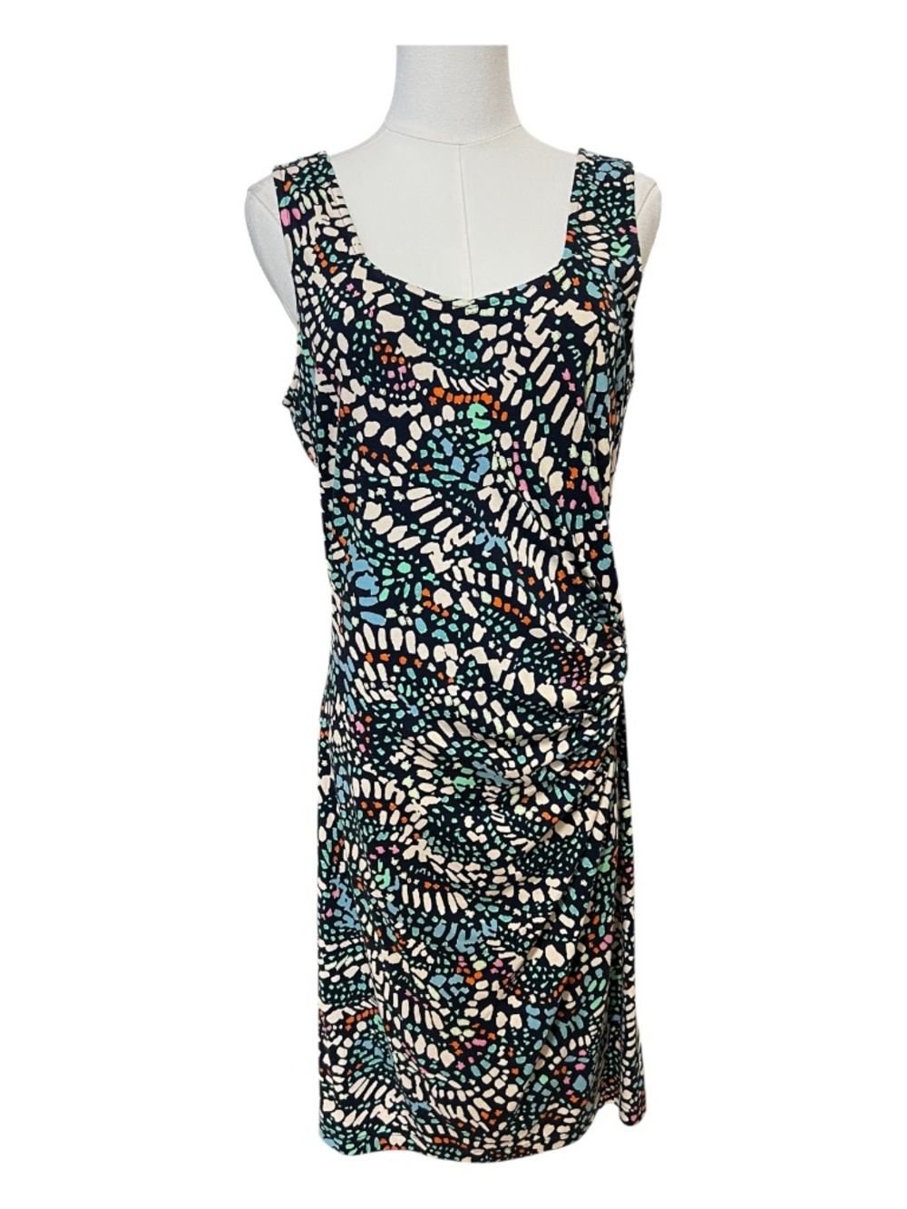 EUC Nic + Zoe Abstract Print Twist Detail Sleeveless Dress | Size Medium